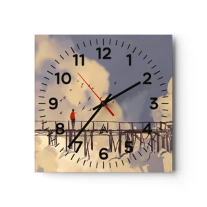 Wall clock - Clock on glass - Blue Longing - 40x40 cm