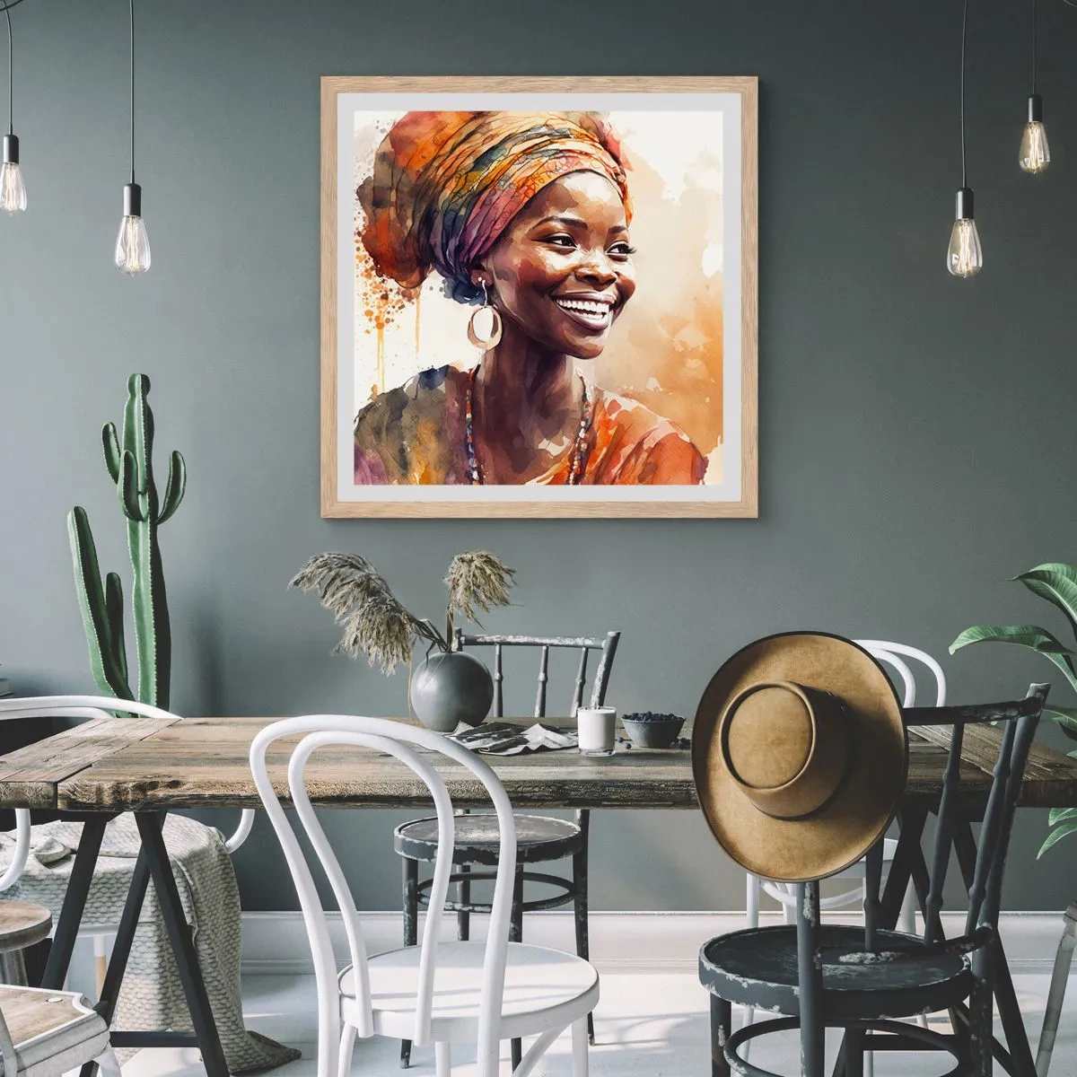 Poster in light oak frame - African Queen - 30x30 cm
