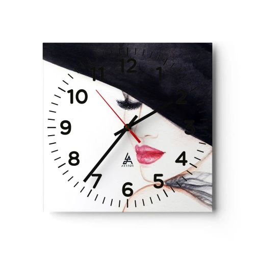 Wall clock - Clock on glass - Elegance and Sensuality - 40x40 cm