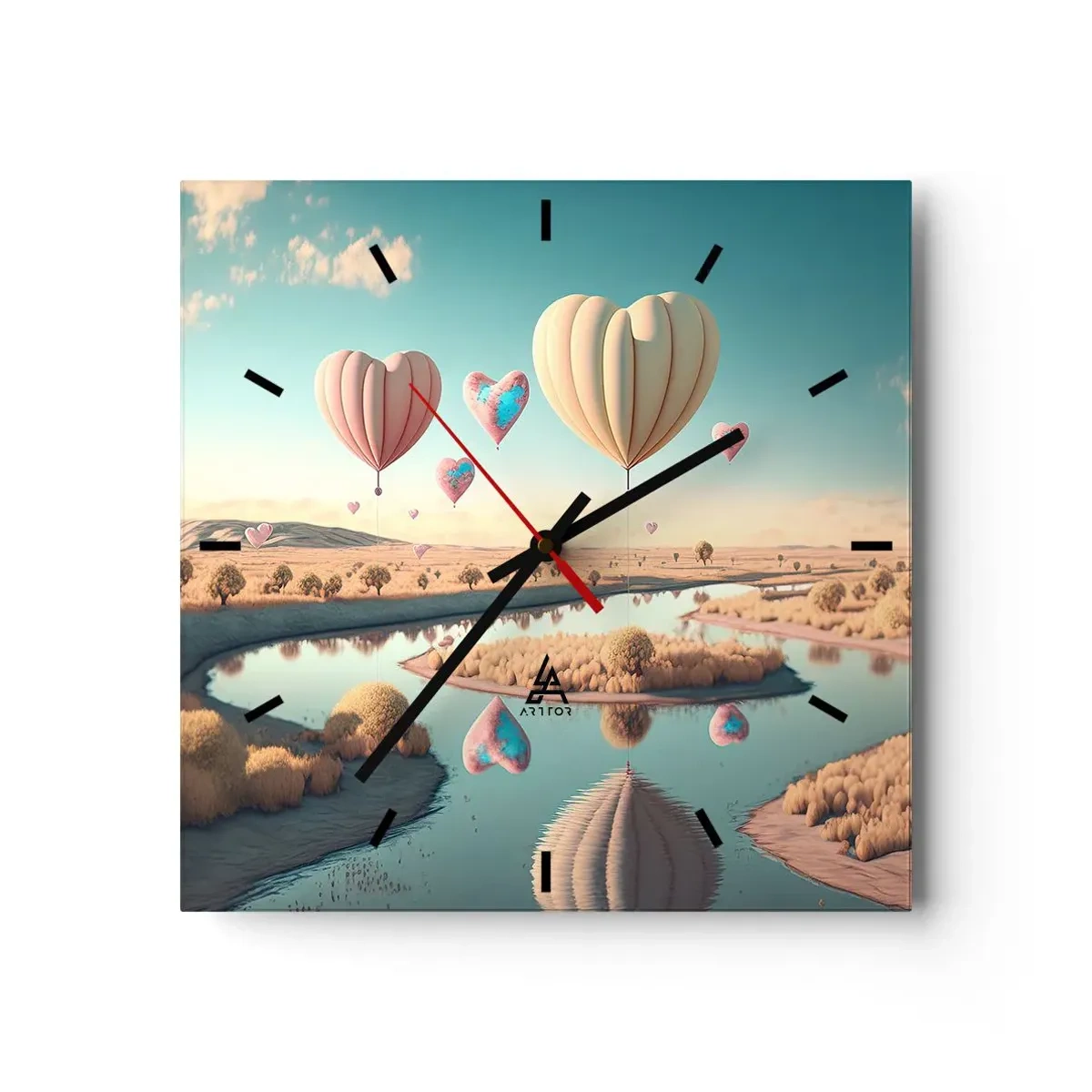 Wall clock - Clock on glass - Love Lifts You up - 30x30 cm