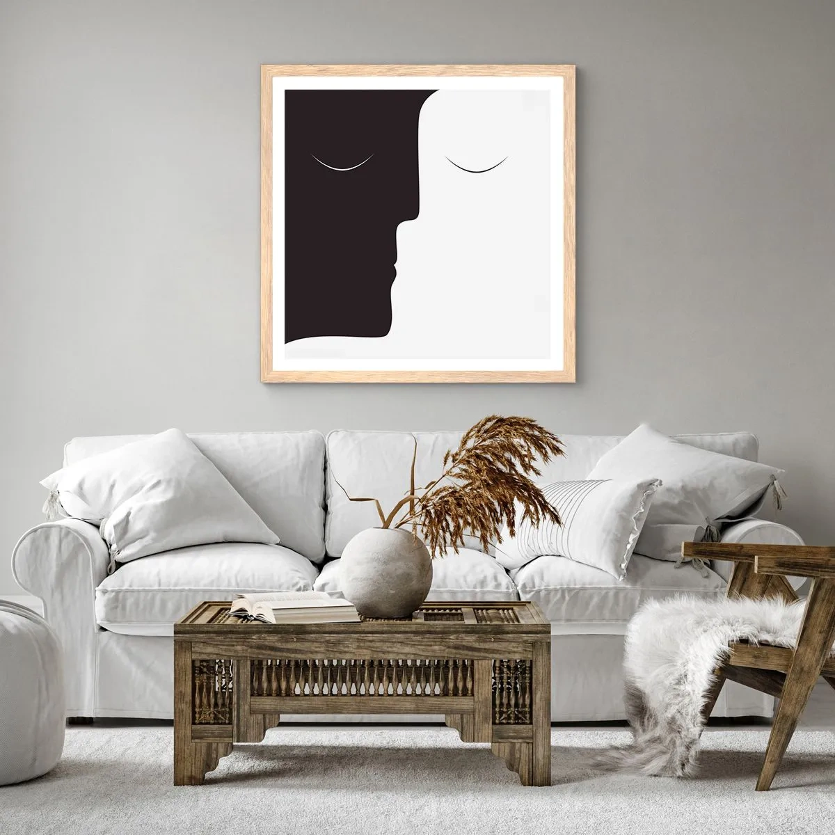 Poster in light oak frame - Unity of Opposites - 60x60 cm