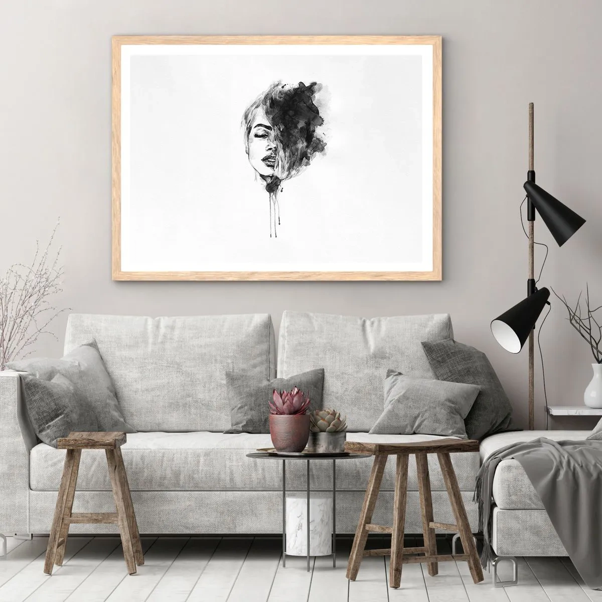 Poster in light oak frame - What Does a Girl Dream about? - 70x50 cm