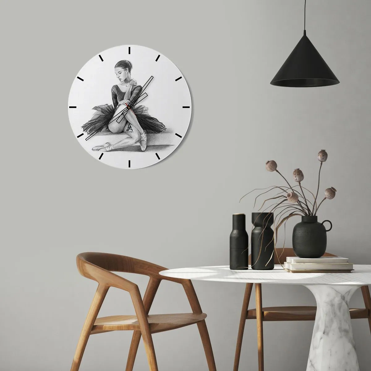 Wall clock - Clock on glass - Enchanted by a Dance - 40x40 cm