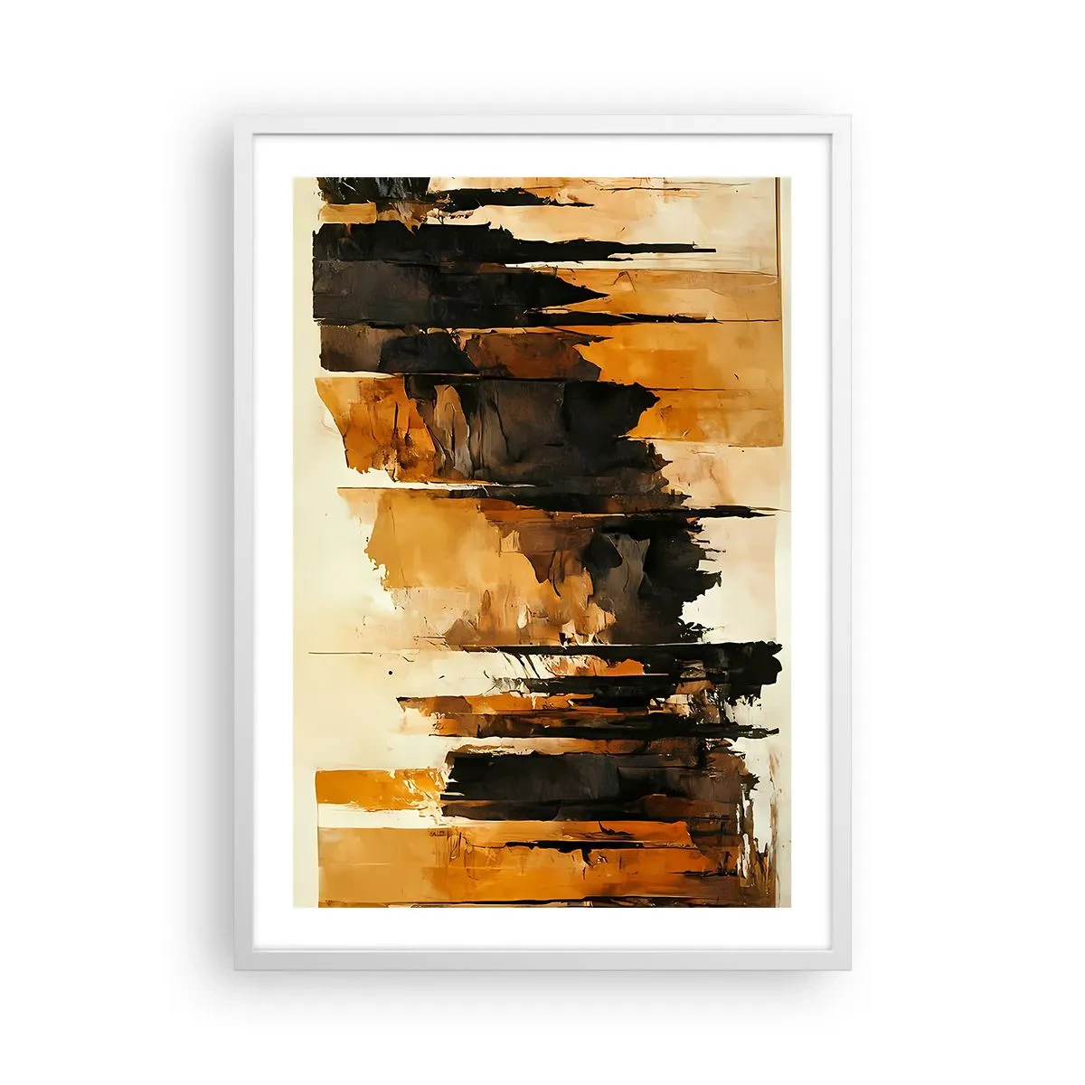 Poster in white frmae - Harmony of Black and Gold - 50x70 cm