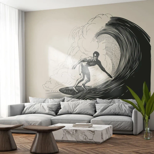 Photo Wallpaper Premium Sand - King of the Wave - Wave, Surfing, Sport - 100x70 cm