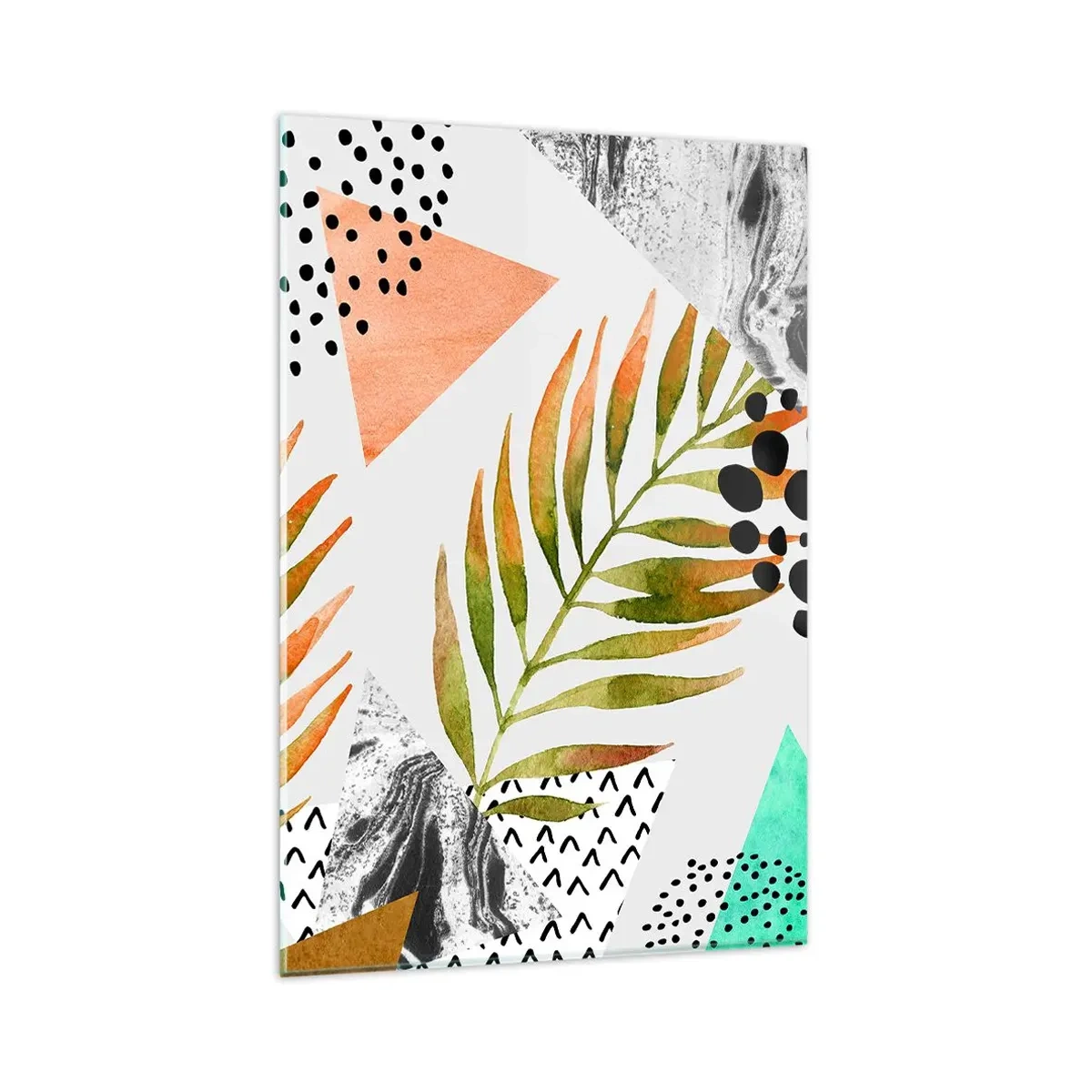 Glass picture - Decorated with a Palm Leaf - 80x120 cm