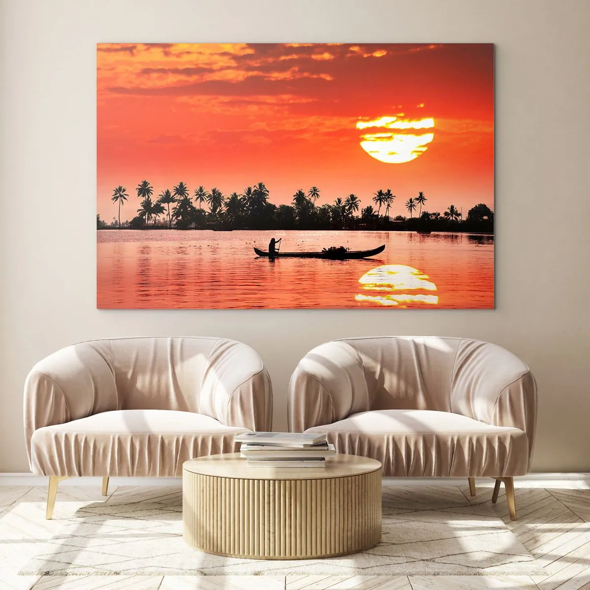 Glass picture - Peace of the Tropics at Sunset - 100x70 cm