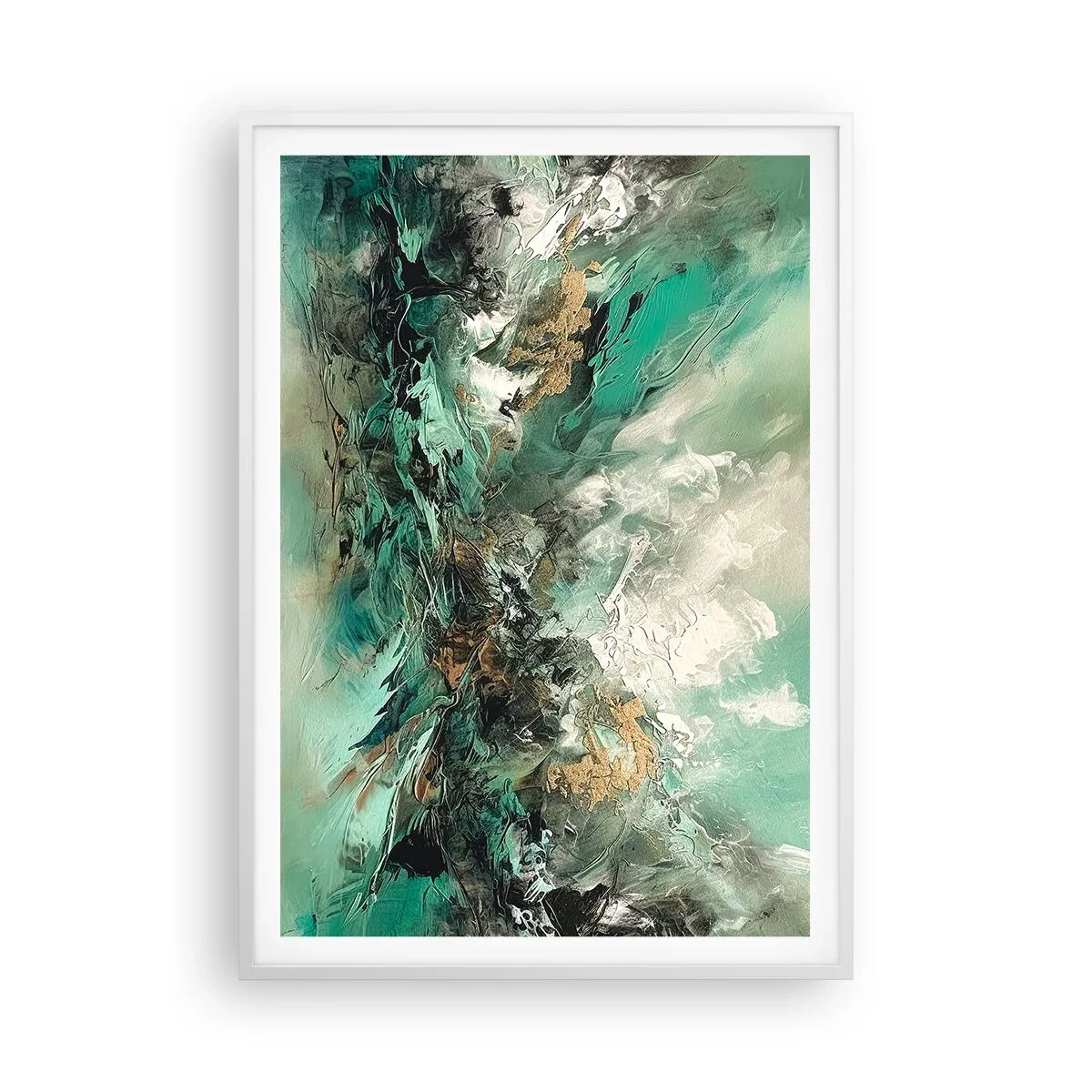 Poster in white frmae - Emerald and Black Lump - 70x100 cm