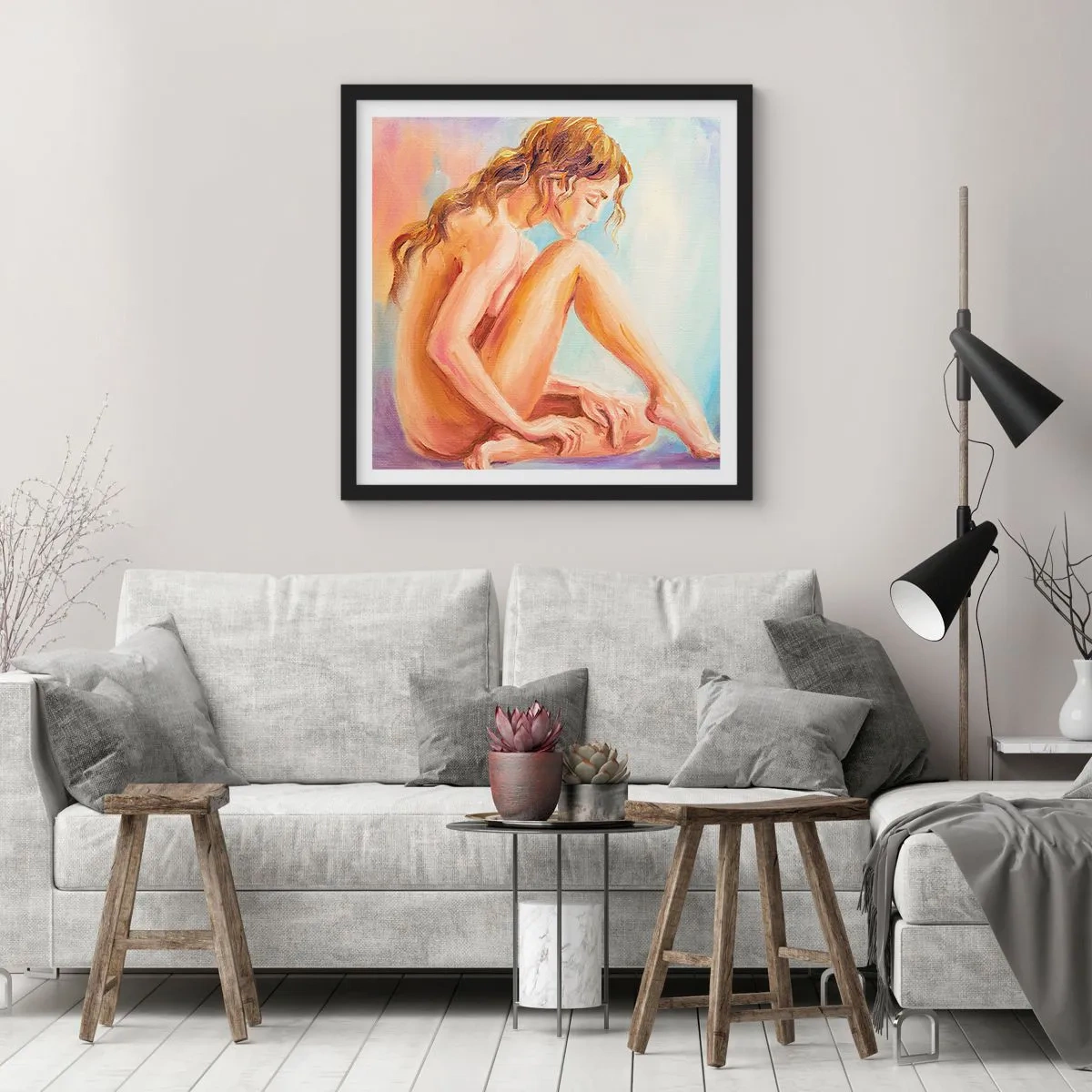 Poster in black frame - Nude of Youth - 40x40 cm