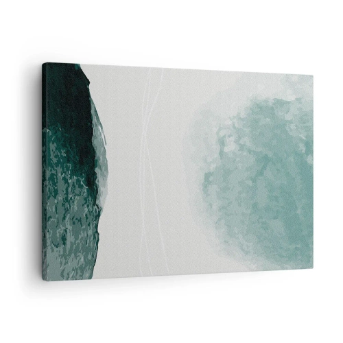 Canvas picture - A delicate abstract composition in shades of green with subtle forms on a light background. - 70x50cm - Encounter With Fog - Modern wall decoration for the living room and bedroom ARTTOR