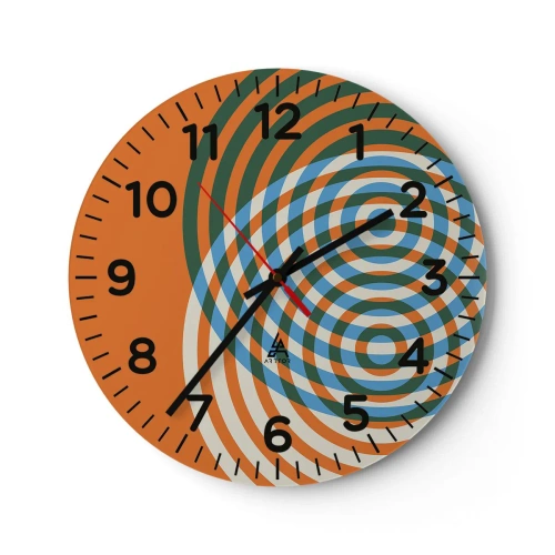 Wall clock - Clock on glass - Abstract Variation on a Circle - 30x30 cm