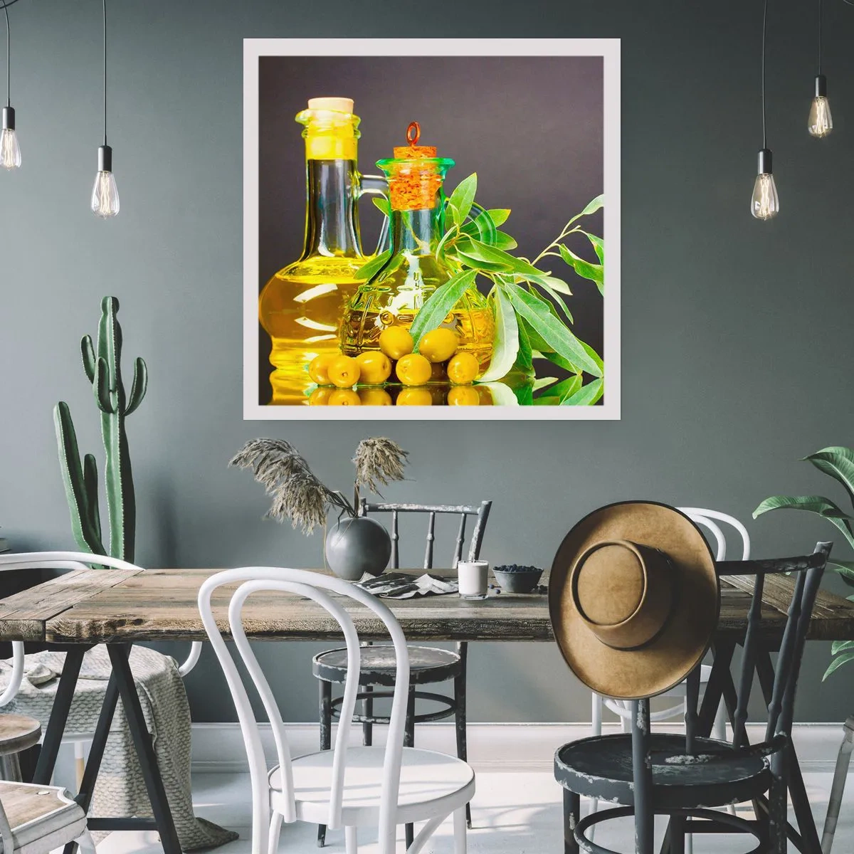 Poster - Still Life with Olives and Olive Oil - 60x60 cm