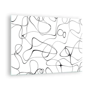 Glass picture - Abstract black lines on a white background - 70x50cm - Life Paths, Trails of Fortune - Modern wall decoration for the living room and bedroom ARTTOR