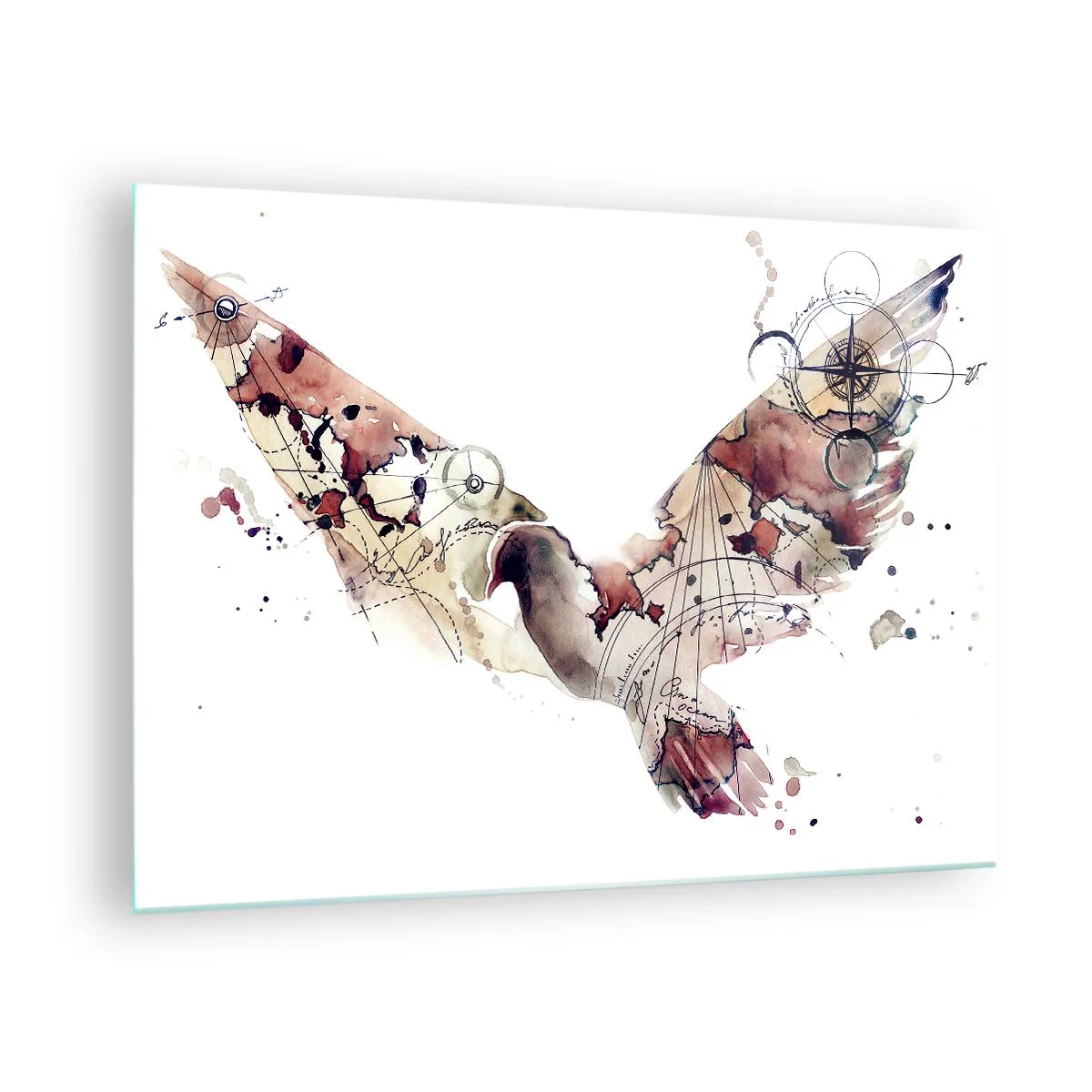 Glass picture - Abstract artistic style wings on a white background - 70x50cm - Sky Wanderer - Modern wall decoration for the living room and bedroom ARTTOR