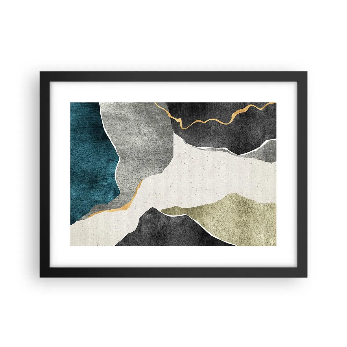 Poster in black frame - Mosaic Composition with a Gold Thread - 40x30 cm