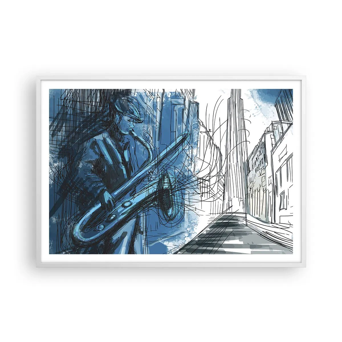 Poster in white frmae - City Rhapsody - 100x70 cm