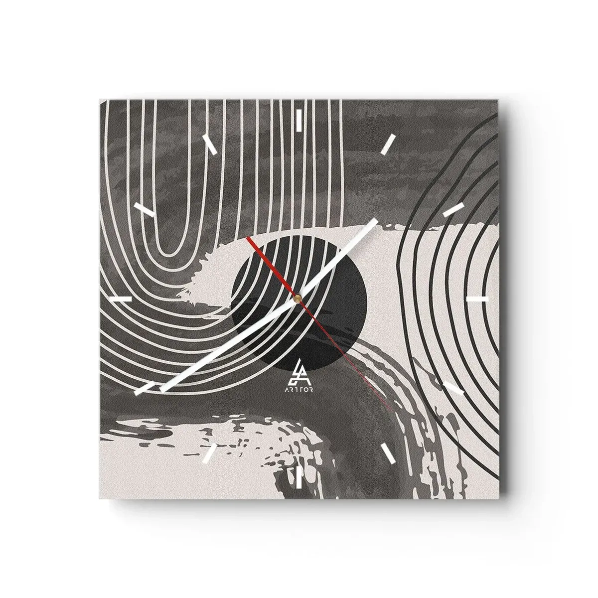 Wall clock - Clock on glass - Oval Wins - 30x30 cm