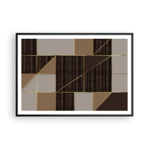 Poster in black frame - Mosaic of Brown and Gold - 100x70 cm