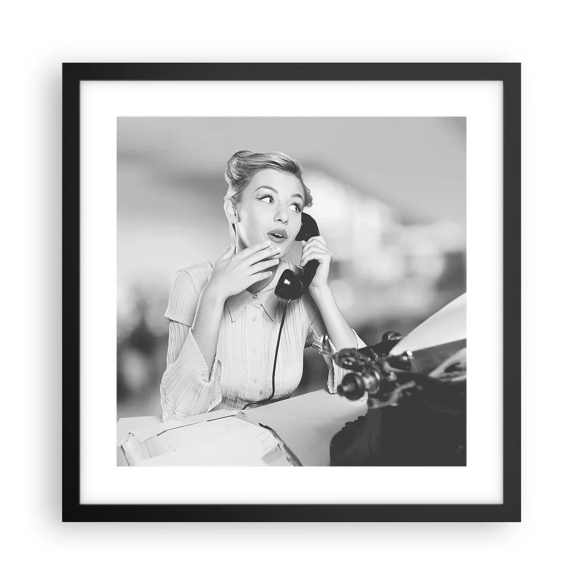 Poster in black frame - Hello, Here Come the 50-ies - 40x40 cm