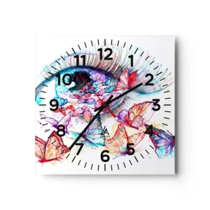 Wall clock - Clock on glass - Fairytale Charm of the Eyes - 40x40 cm
