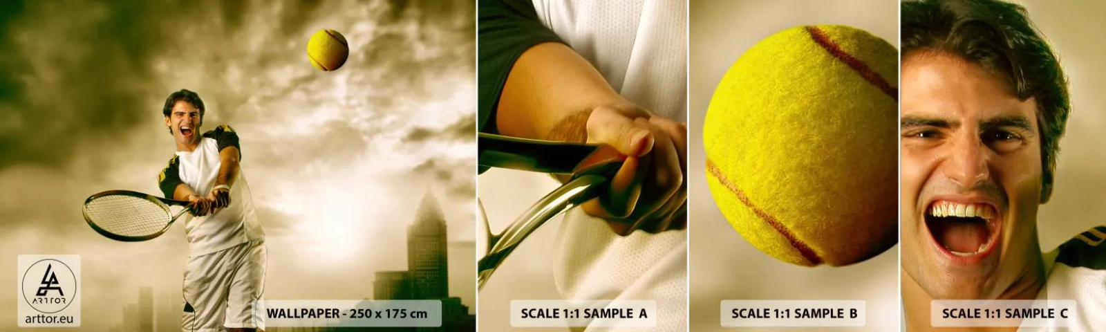 Photo Wallpaper Sample Standard Eco - Energy And Joy - Sport, Tennis, Tennis player - 100x30 cm