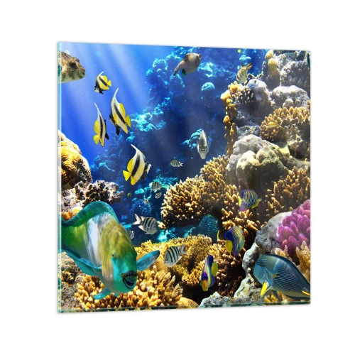 Glass picture - Big Traffic to Holiday Destination - 70x70 cm