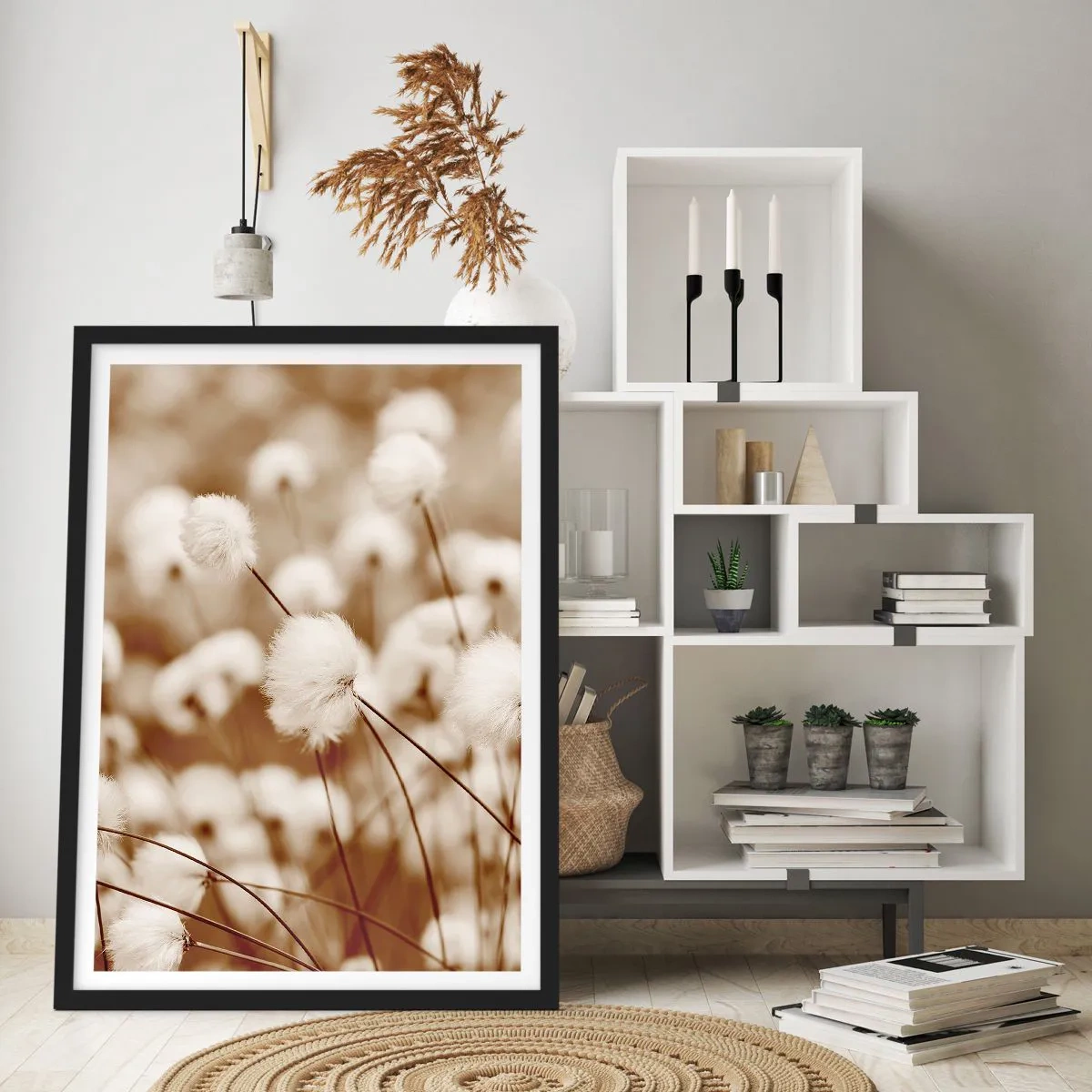 Poster in black frame - Fluffy field - 61x91 cm