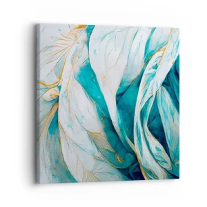 Canvas picture - Blue Abstract with a Golden Motif - 30x30 cm
