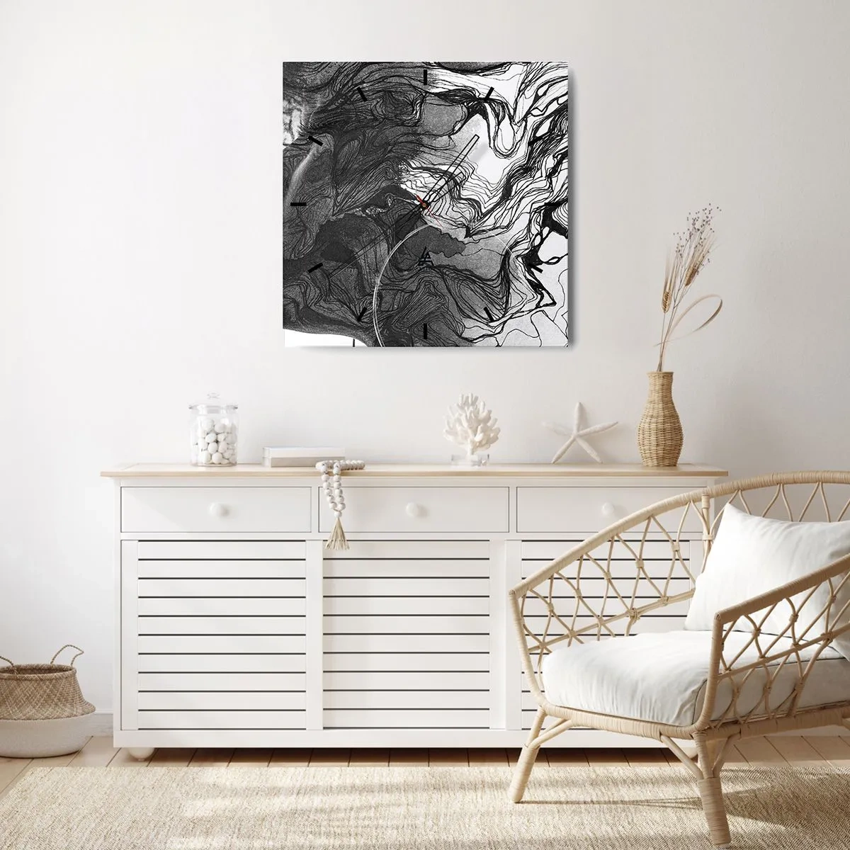 Wall clock - Clock on glass - Wrapped up in Dreams - 40x40 cm