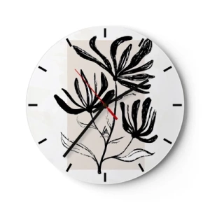 Wall clock - Clock on glass - Sketch for a Herbarium - 40x40 cm