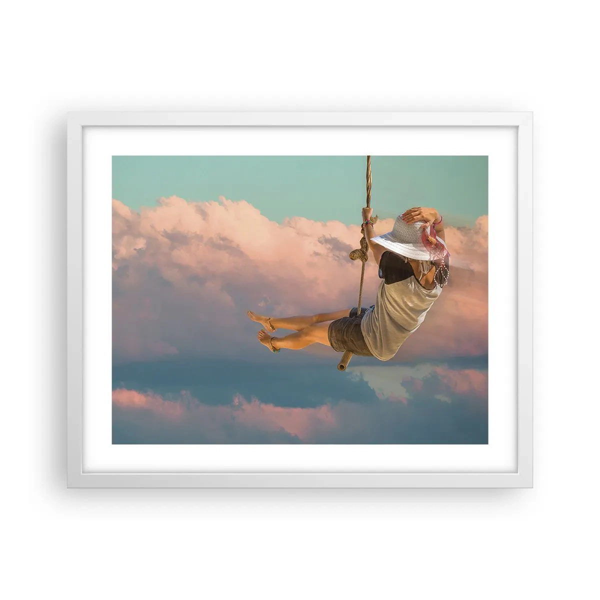 Poster in white frmae - Fun in the Clouds - 50x40 cm