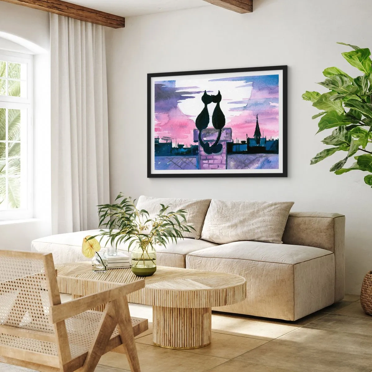 Poster in black frame - Rendezvous under the Moon - 91x61 cm