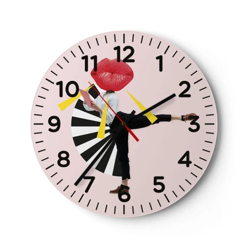 Wall clock - Clock on glass - Surrealistic Pop-Art. - 30x30 cm