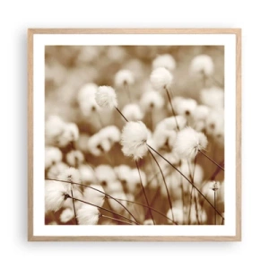 Poster in light oak frame - Fluffy field - 60x60 cm