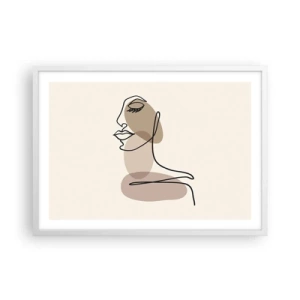 Poster in white frmae - Listening to Herself - 70x50 cm
