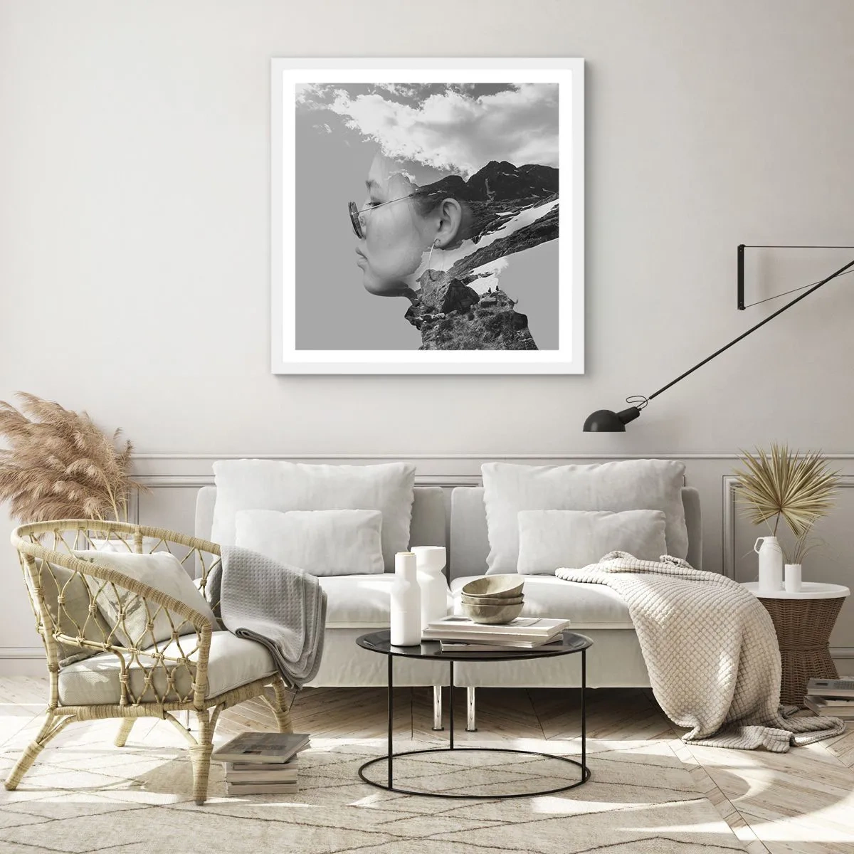Poster in white frmae - Cloudy Portrait - 40x40 cm