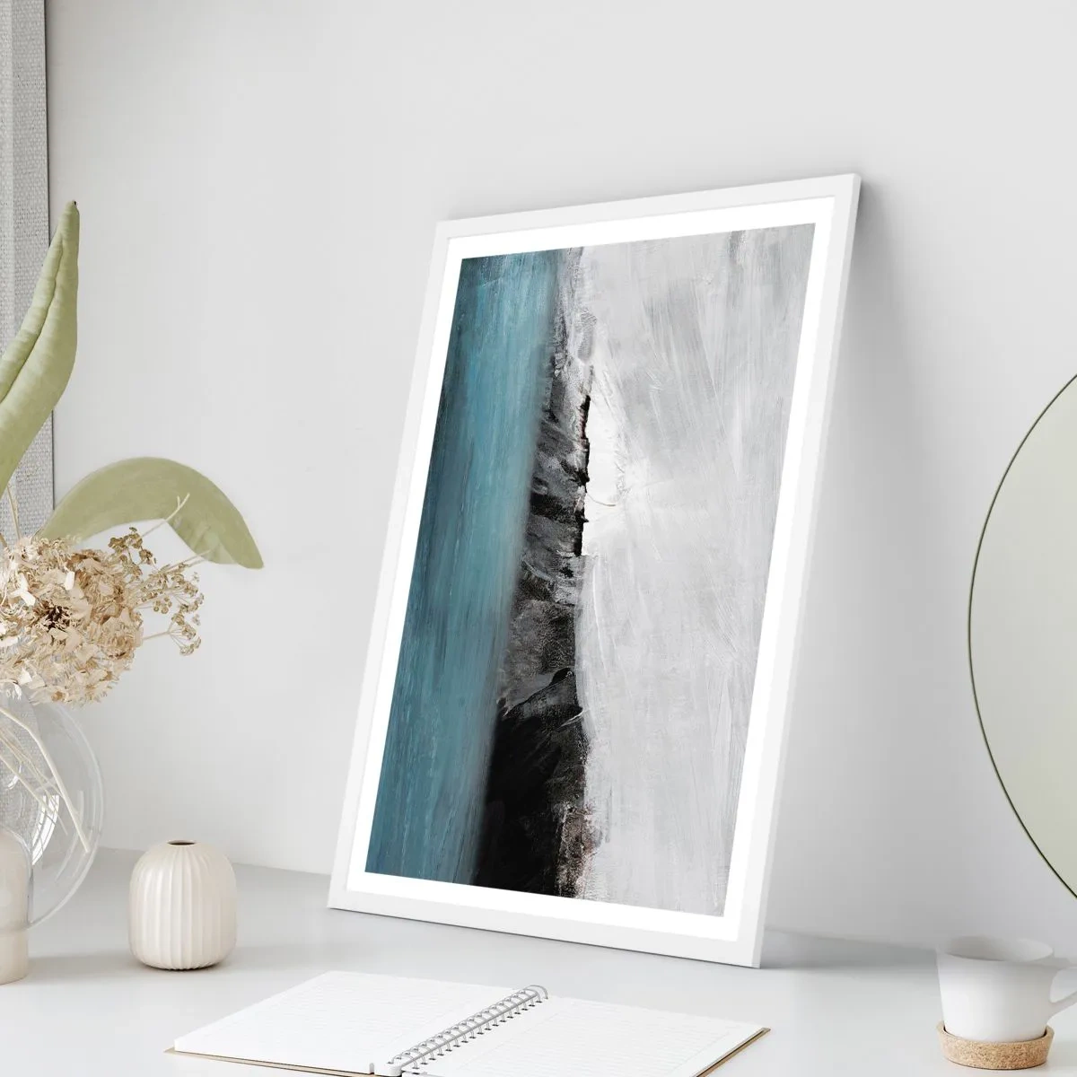 Poster in white frmae - Water-Earth: Clash of Elements - 40x50 cm