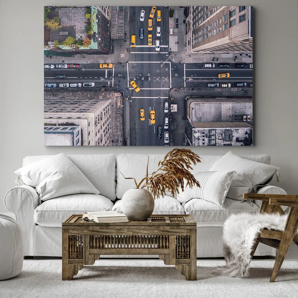 Canvas picture - Aerial view of a busy city street - 70x50cm - Simple Choice - Modern wall decoration for the living room and bedroom ARTTOR