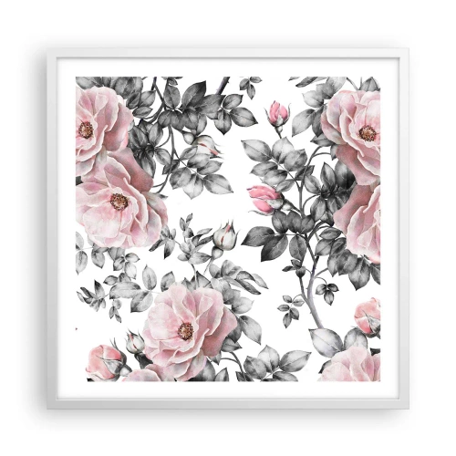 Poster in white frmae - Getting Lost in Rose Flowers - 60x60 cm