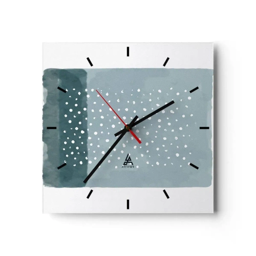 Wall clock - Clock on glass - Grown on the Blue - 30x30 cm