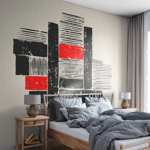 Self-Adhesive Photo Wallpaper Deluxe Sticker - Red and Black - Abstraction, Modern Art, Industrial - 200x140 cm