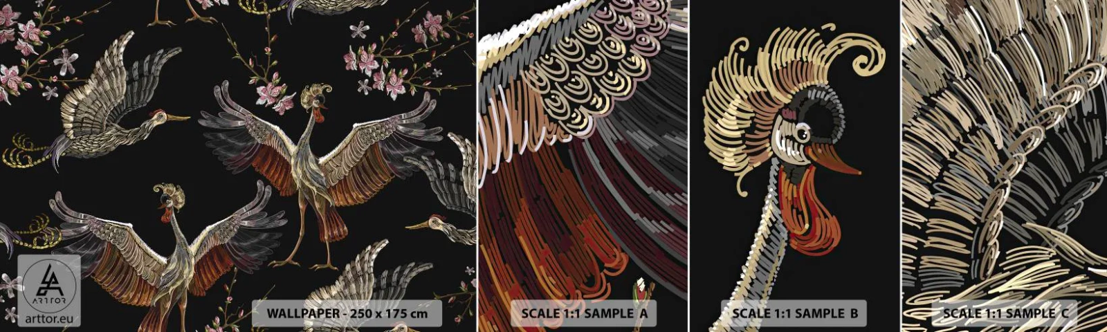 Photo Wallpaper Sample Self-Adhesive Deluxe Sticker - Fairy Tale Bird - Abstraction, Bird, Graphics - 100x30 cm