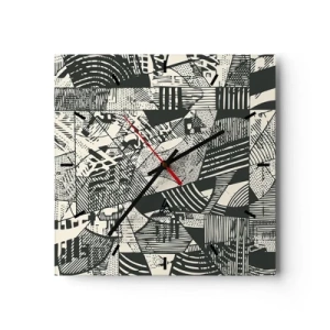 Wall clock - Clock on glass - Dynamics of Contemporaneity - 30x30 cm