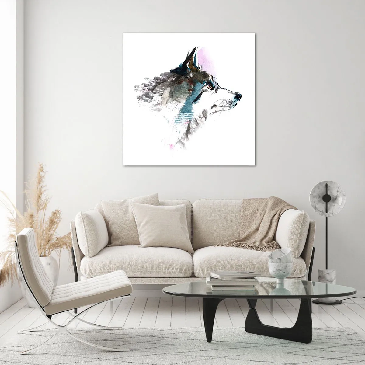 Glass picture - Here Comes a Wolf - 30x30 cm