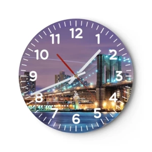 Wall clock - Clock on glass - Brooklyn Bridge for Many Years Now - 40x40 cm