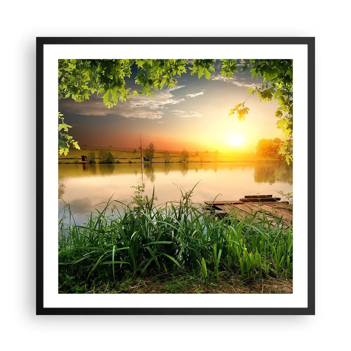 Poster in black frame - Landscape in a Green Frame - 60x60 cm