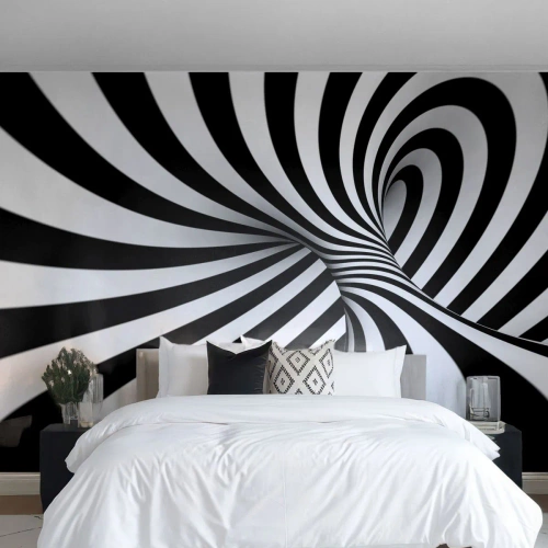 Self-Adhesive Photo Wallpaper Deluxe Sticker - Composition: Dancing Space - Abstraction, 3D, Black and white - 450x315 cm
