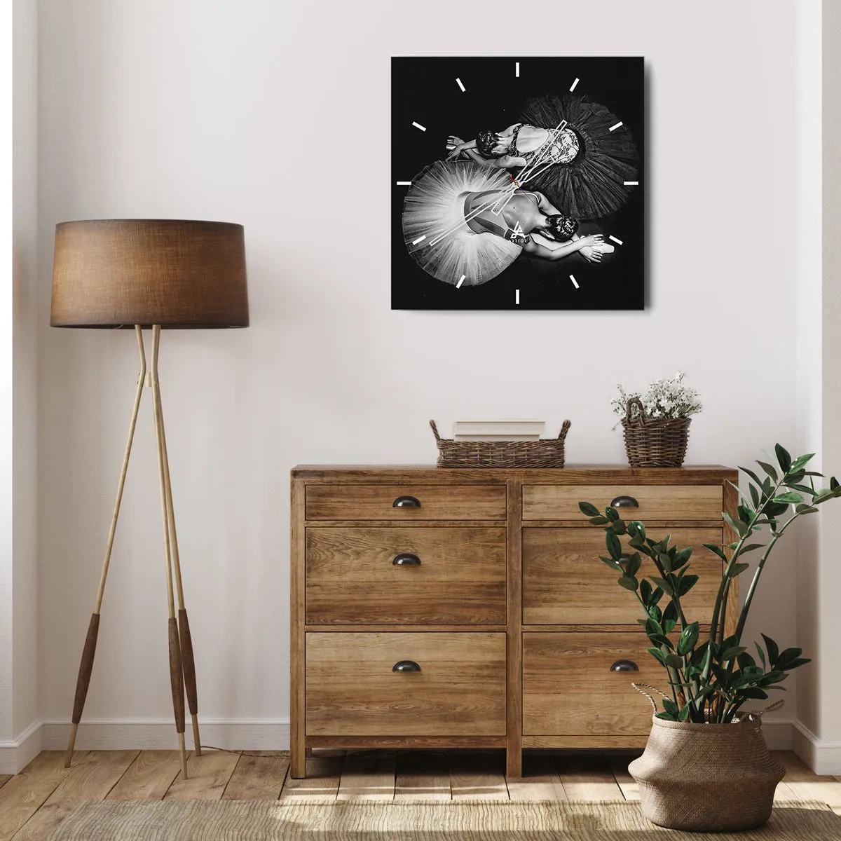 Wall clock - Clock on glass - Yin and Yang - Ideal Balance - 40x40 cm