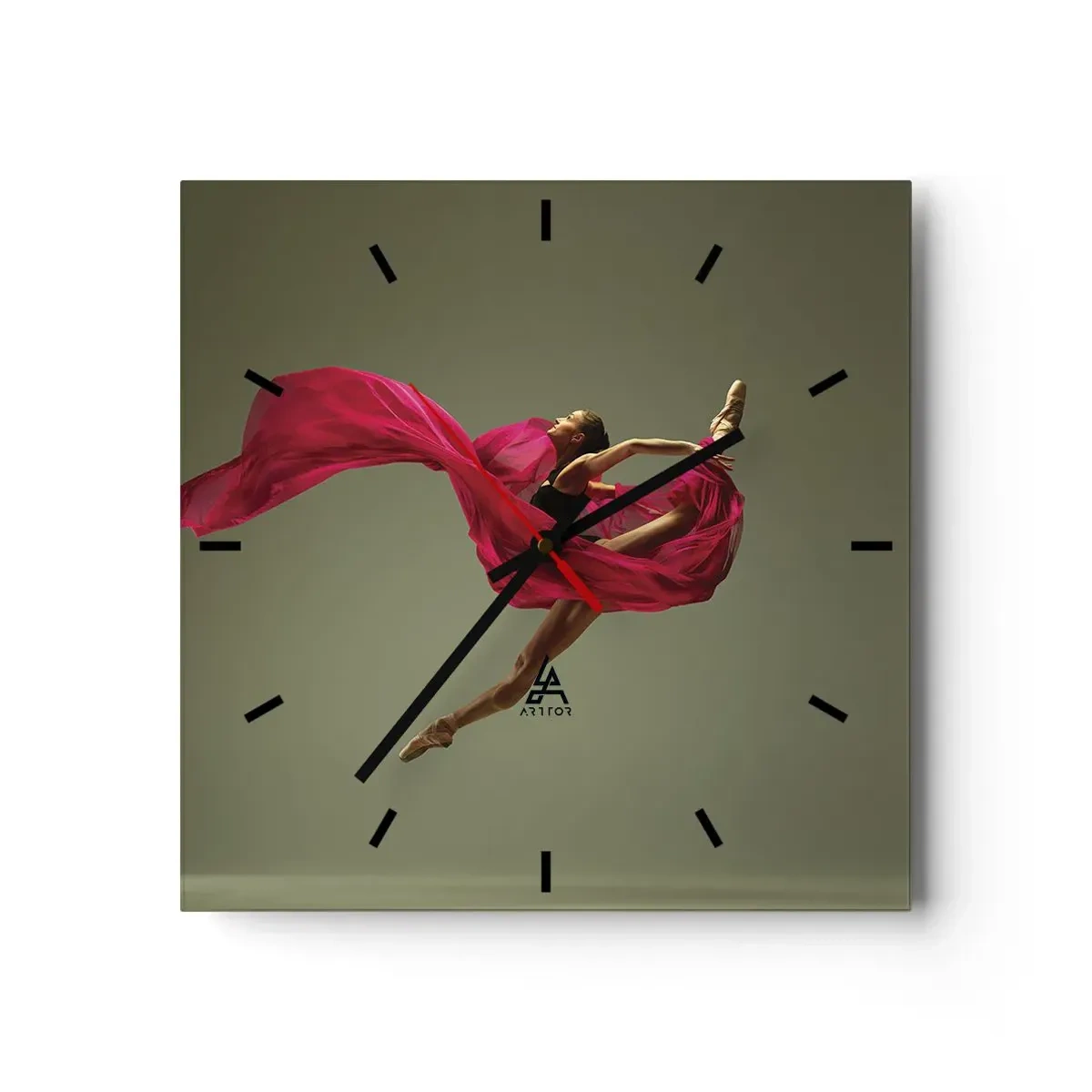 Wall clock - Clock on glass - Dancing Flame - 40x40 cm