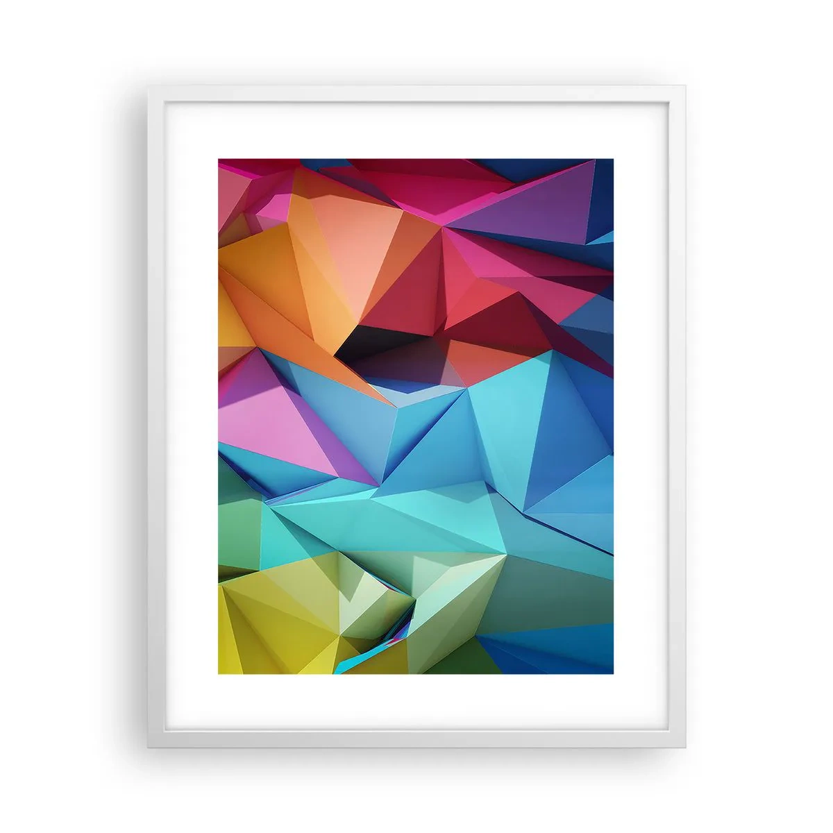 Poster in white frmae - Rainbow Origami - 40x50 cm